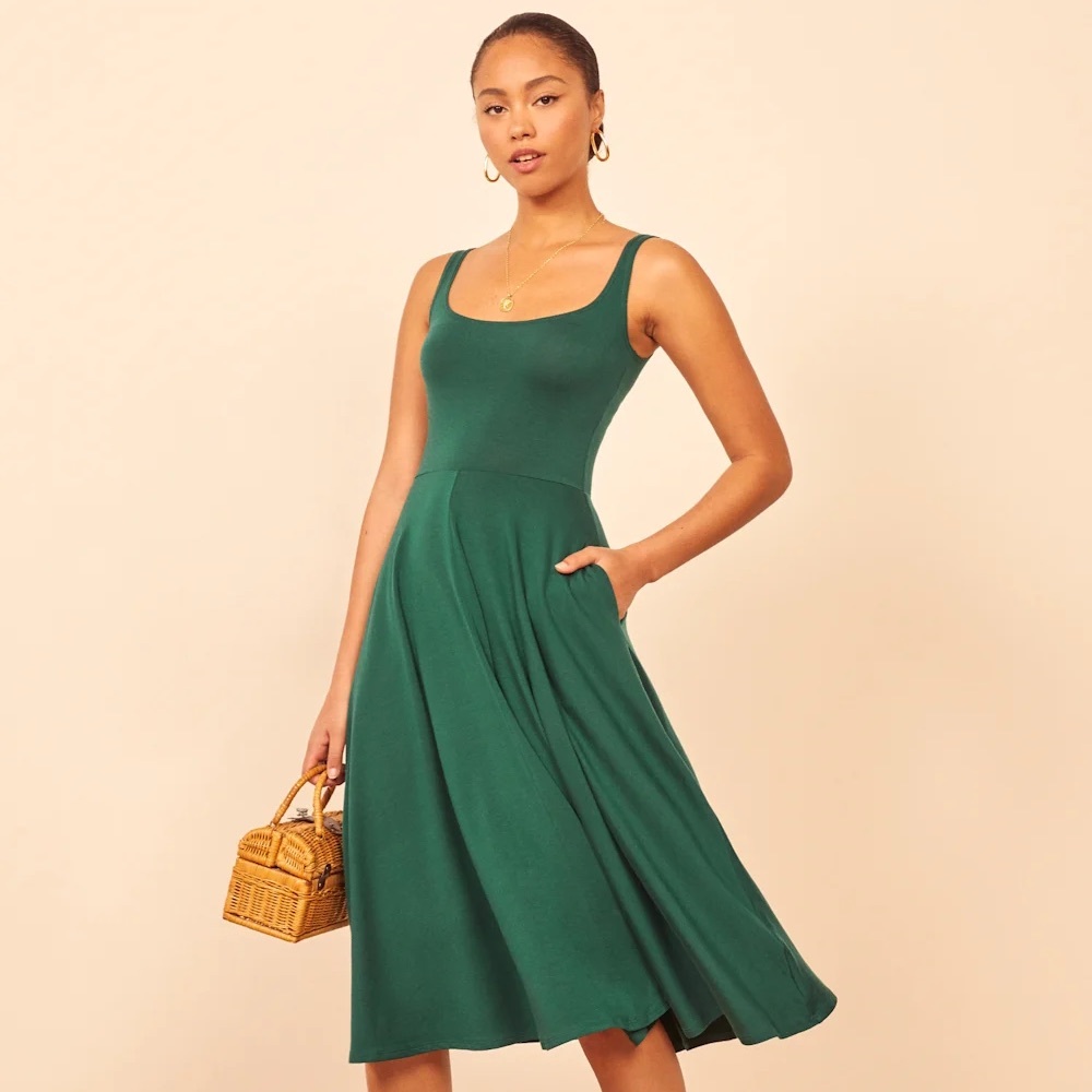 Reformation Green Sleeveless Dress